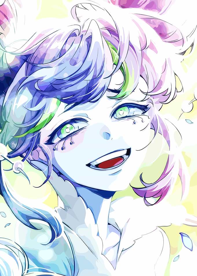 Anime Character with Blue and Pink Hair