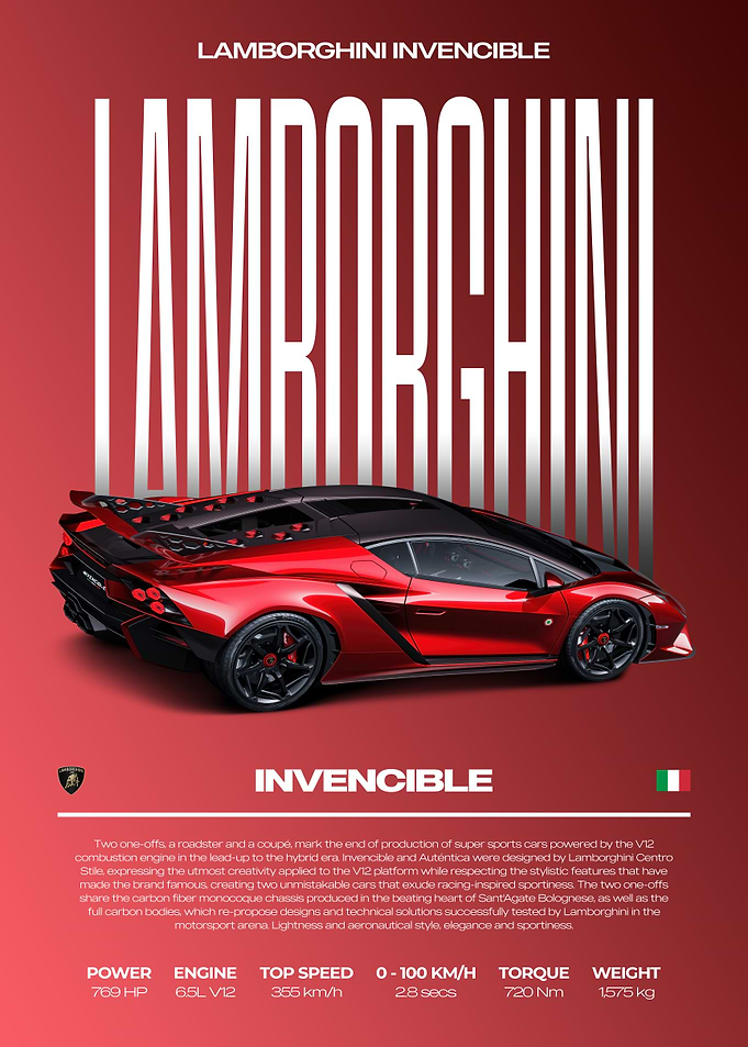 Lamborghini Invencible Car Poster