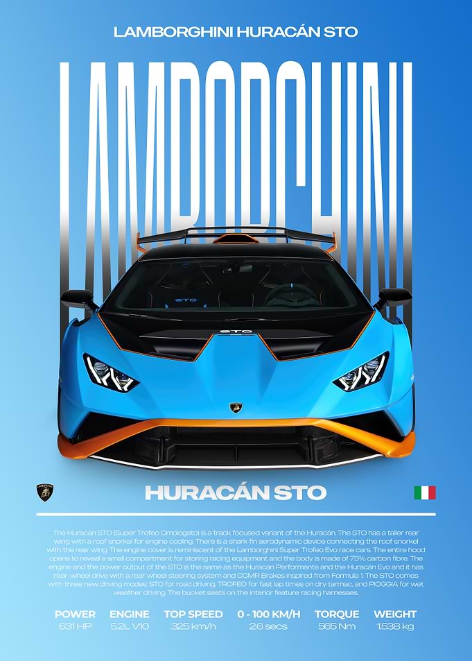 Lamborghini Huracán STO Car Poster