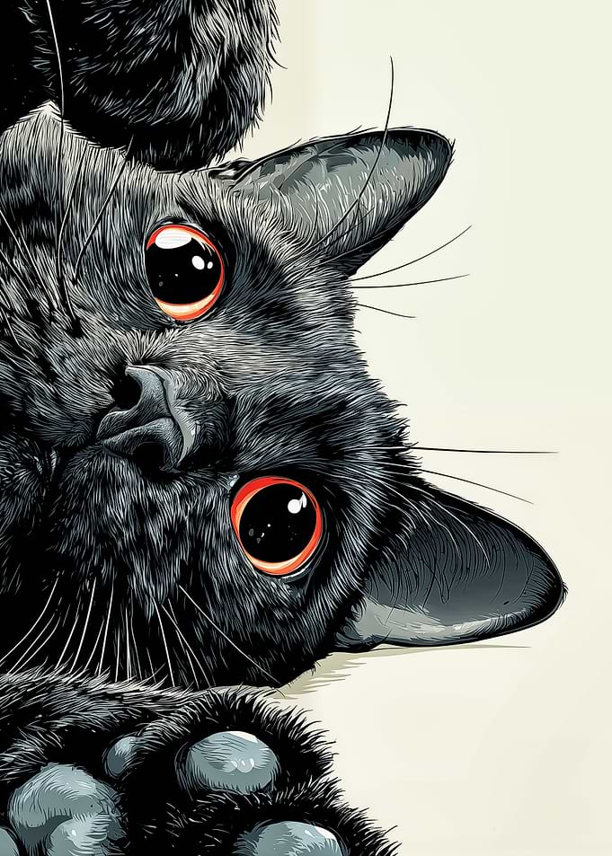 Close-up of a Black Cat's Face