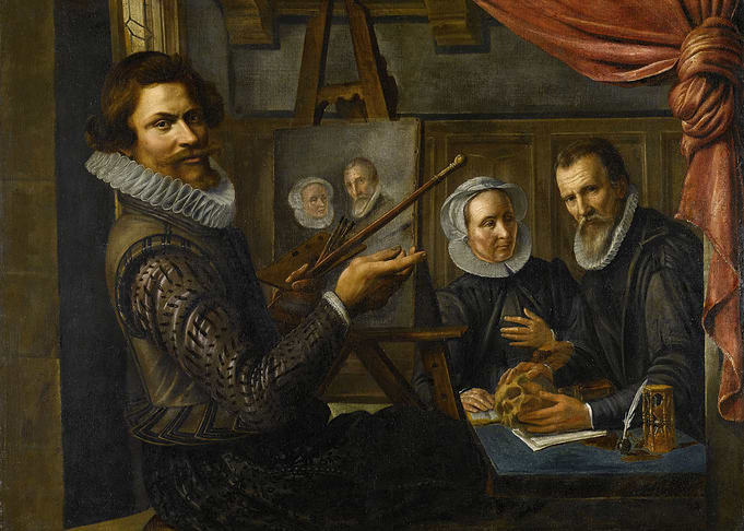 Artist Painting a Portrait of a Couple