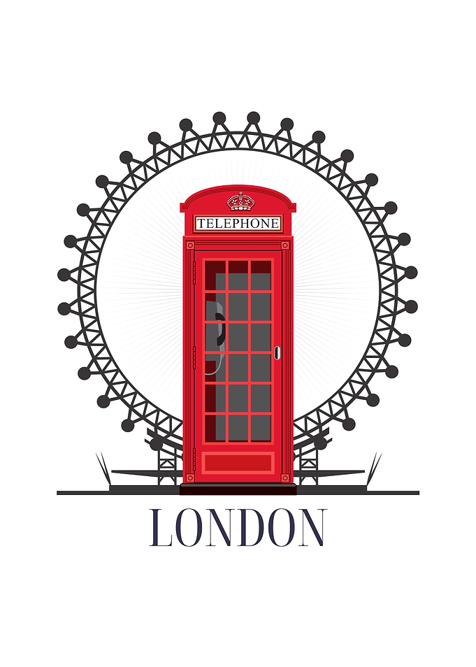 London Telephone Booth and Ferris Wheel