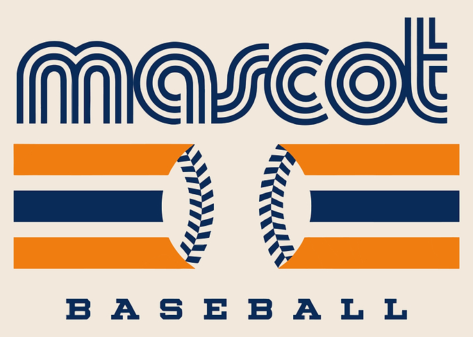 Retro Mascot Baseball Poster, Vintage Sports Logo Wall Art, Navy Orange Print