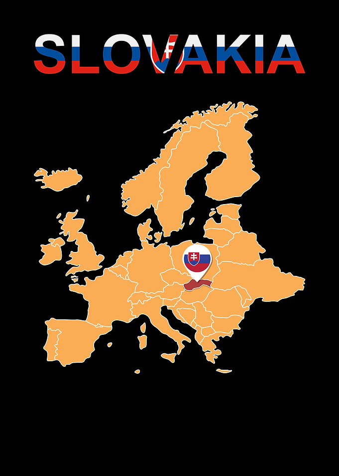 Map of Slovakia in Europe