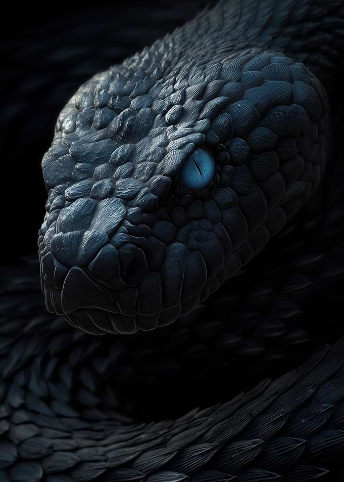 Close-up of a Black Snake's Head