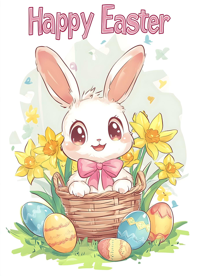 Cute Easter Bunny in a Basket