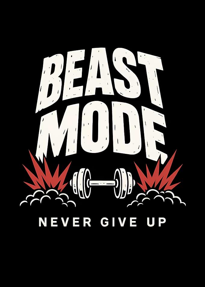 Beast Mode Never Give Up Gym Art
