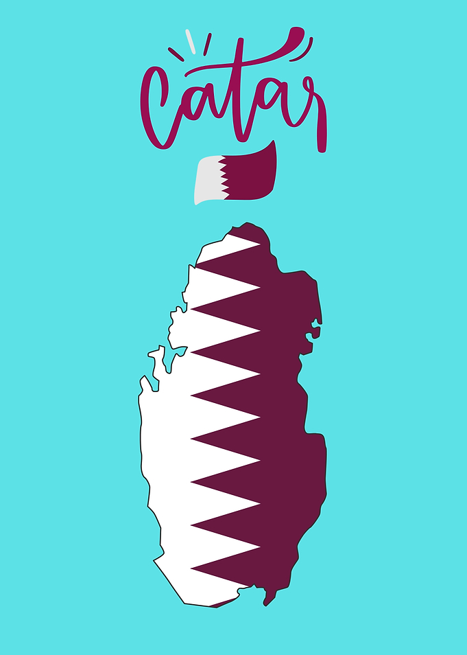Qatar Map with Flag and Text