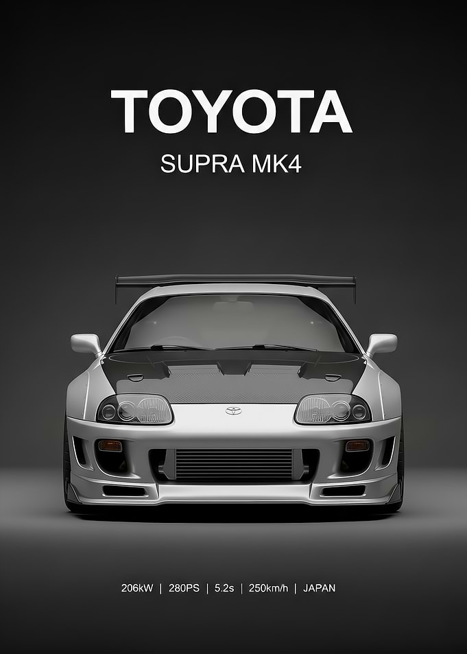 silver sport Toyota Supra MK4 Poster