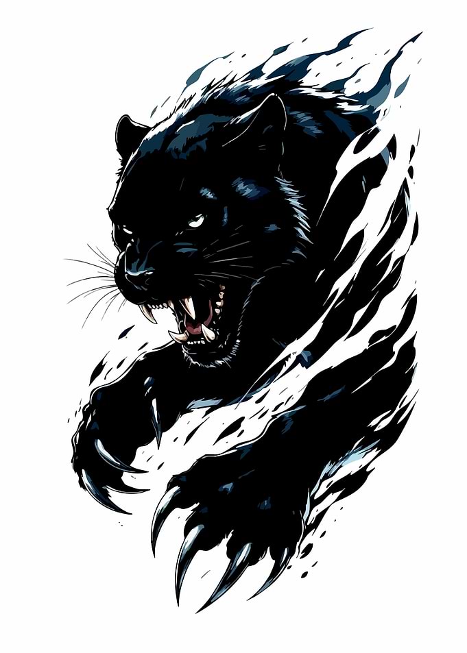 Aggressive Black Panther Illustration