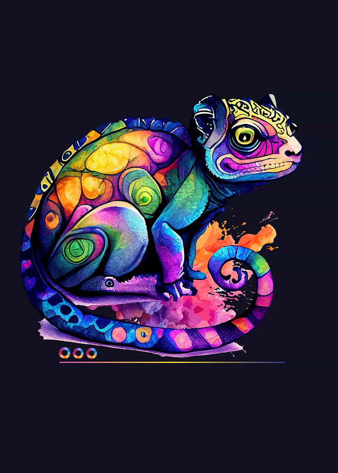 Colorful Chameleon Art