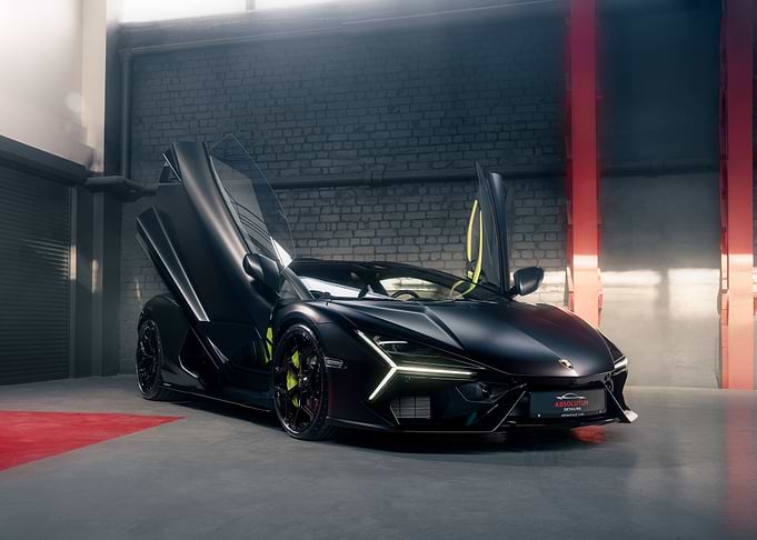 Black Lamborghini with Scissor Doors Open