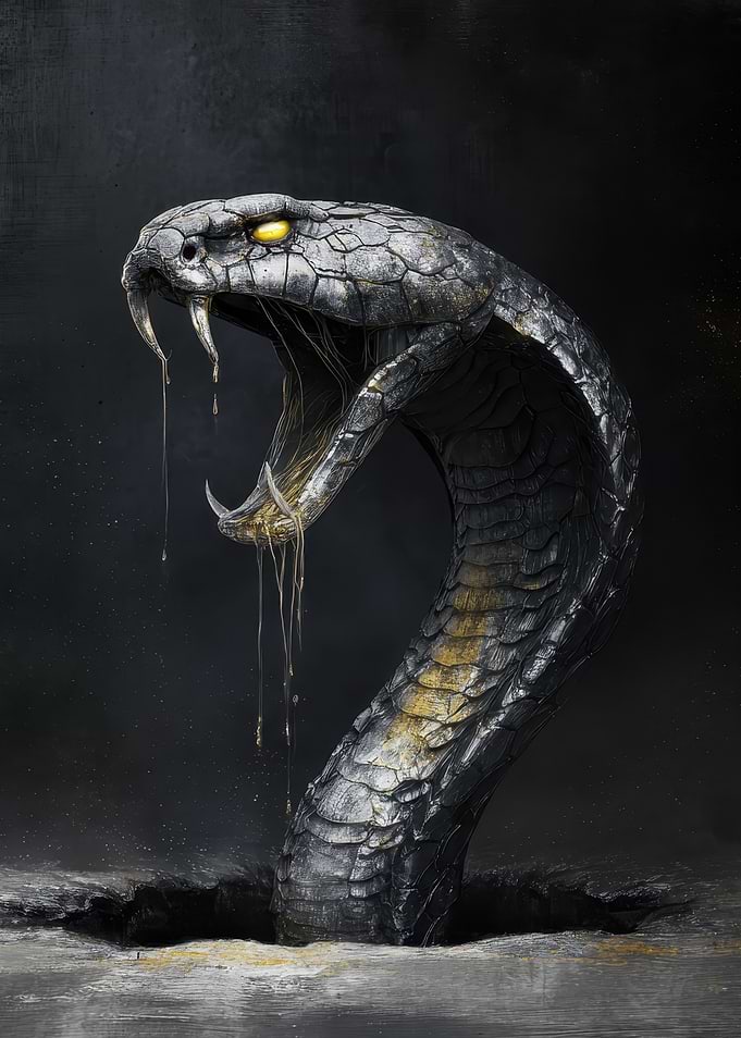Fierce Cobra Emerging from Darkness