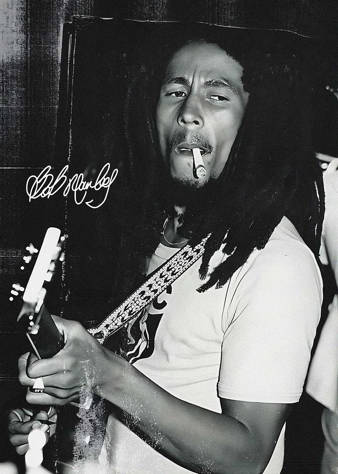 Bob Marley Playing Guitar