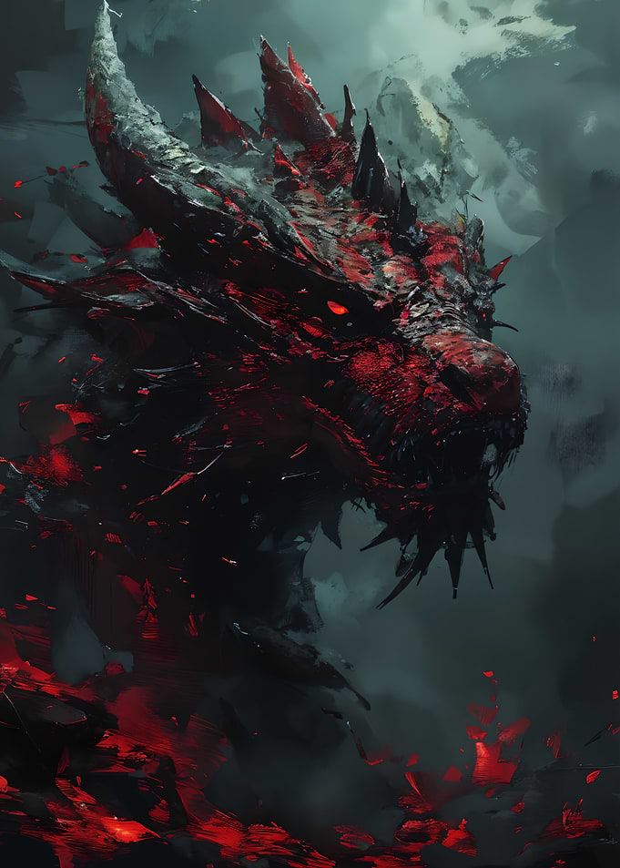Fiery Red Dragon Head