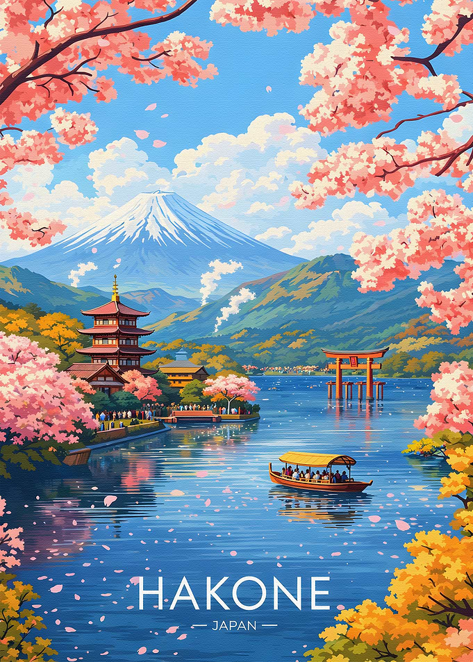 Hakone Japan Cherry Blossoms and Mt. Fuji