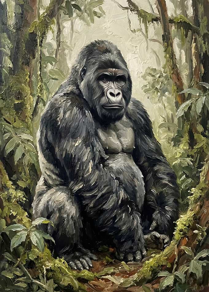 Majestic Gorilla in Lush Forest
