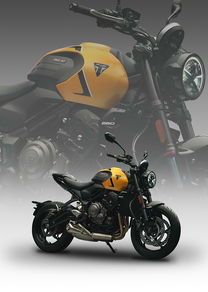 Yellow Triumph Trident 660 Motorcycle