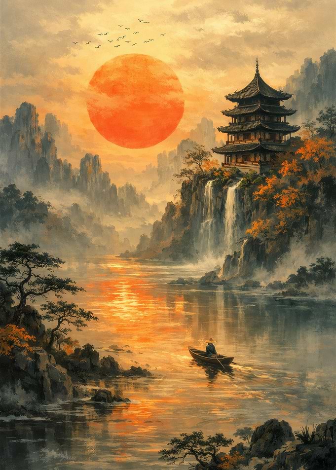 Serene Japanese Landscape Painting