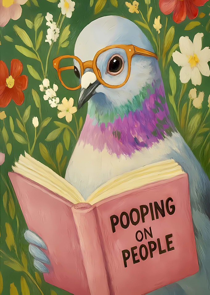 Pigeon Reading Book About Pooping