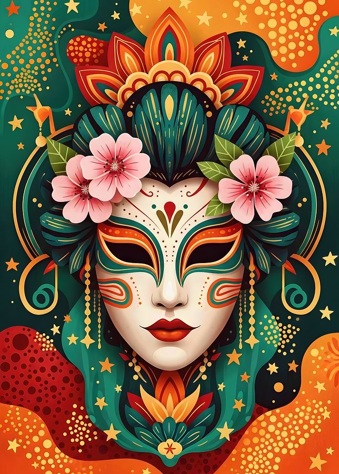 Masquerade Mask with Floral Accents