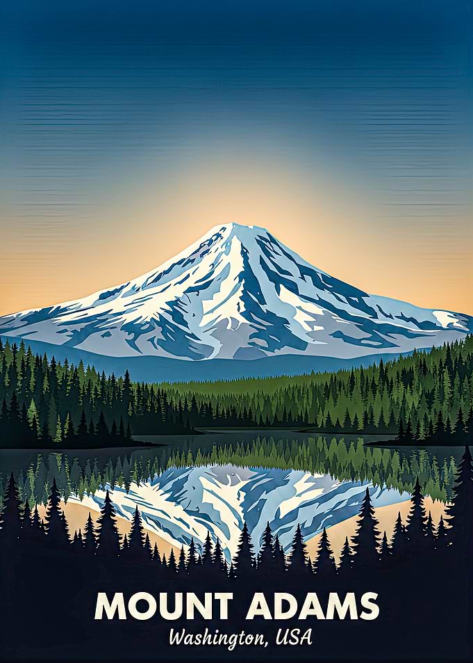 Mount Adams Washington USA Vintage Poster