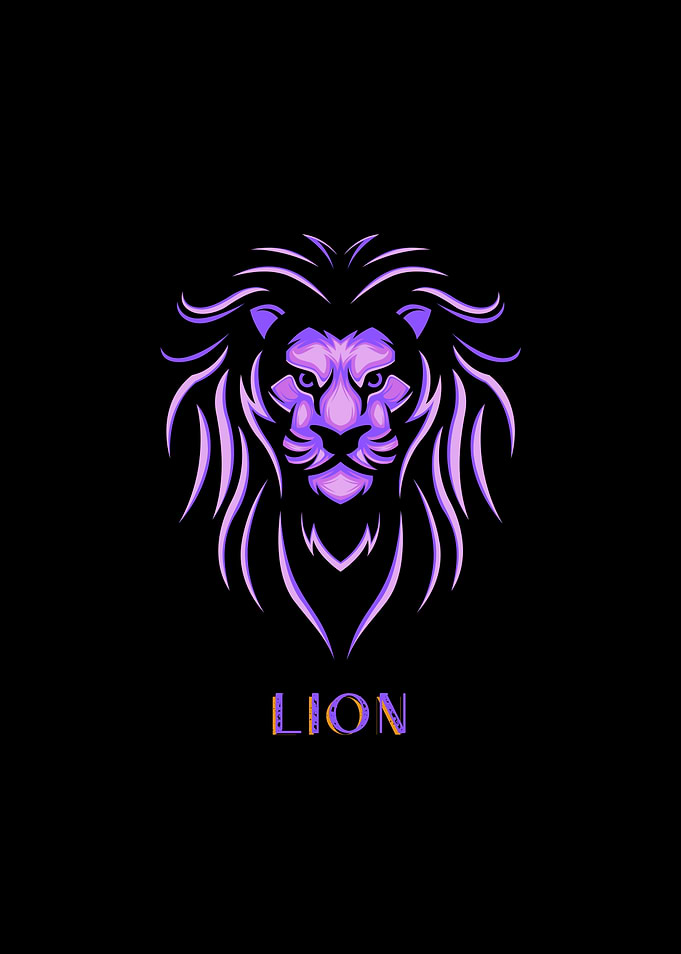 Purple Lion Head Logo
