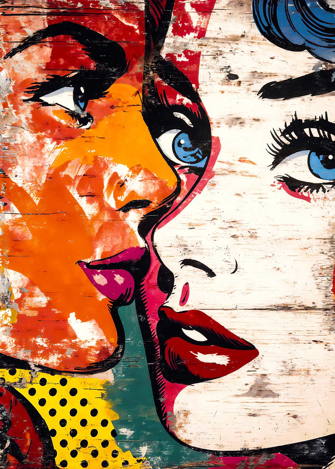 Vintage Pop Art Lesbian Comic Kiss