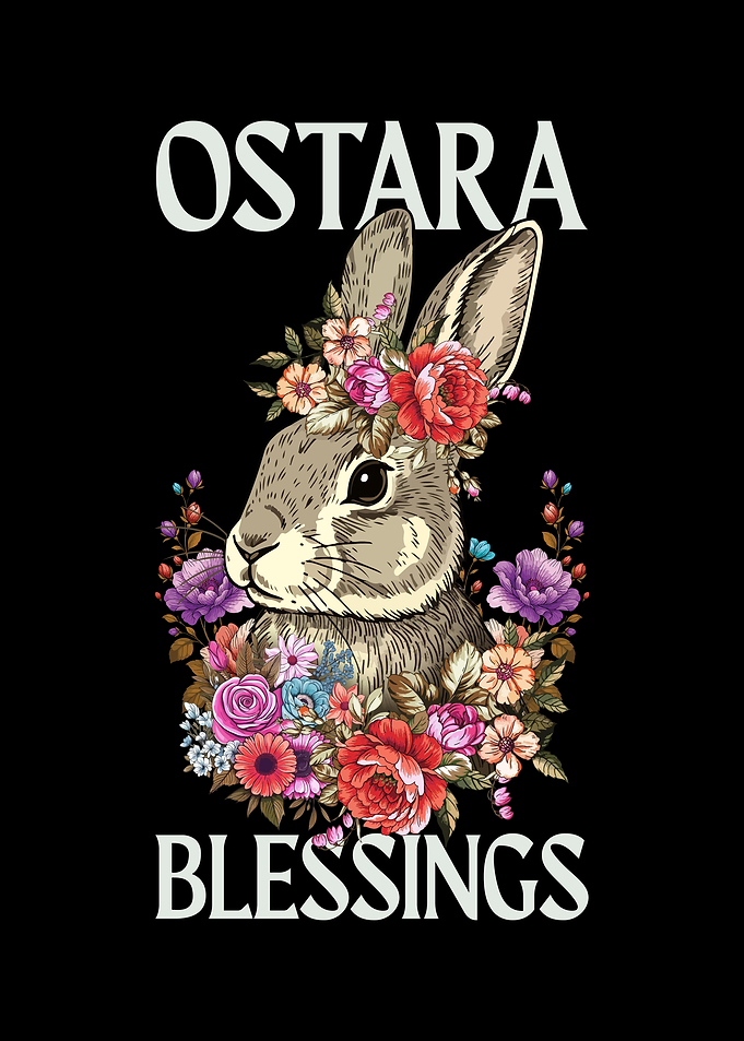 Ostara Blessings Bunny Floral Art