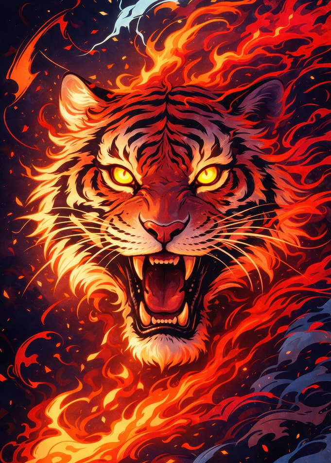 Fiery Tiger Roaring