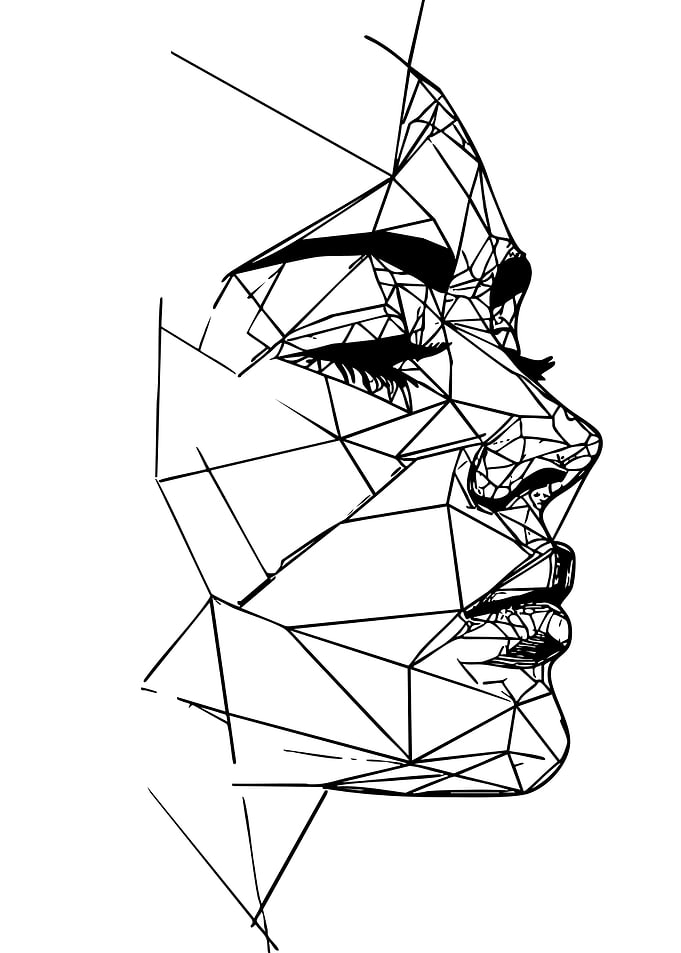 Geometric Face Profile Line Art