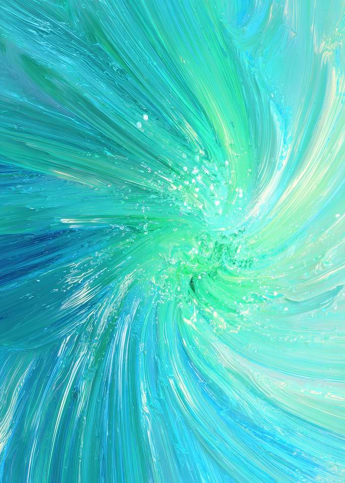 Abstract Swirling Turquoise and Green Paint