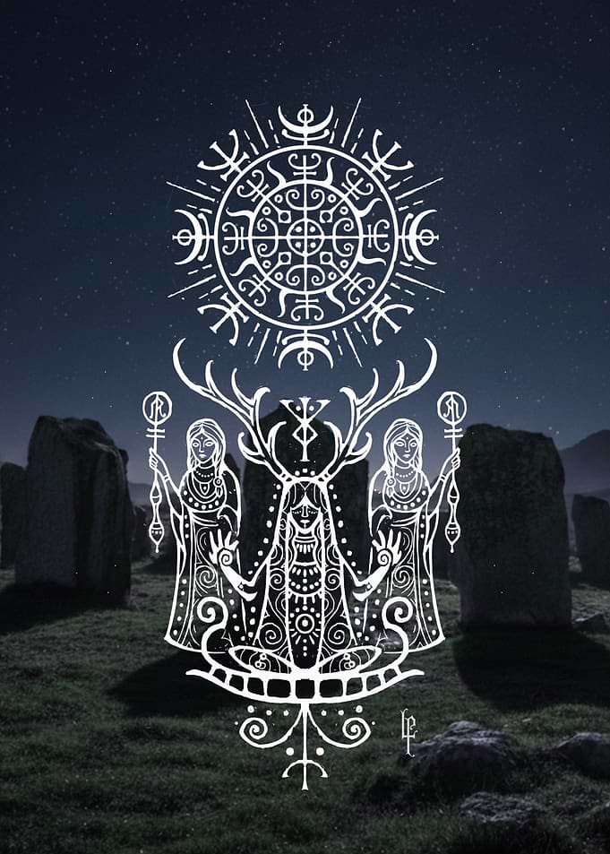 Norse Mythology Symbol with Figures