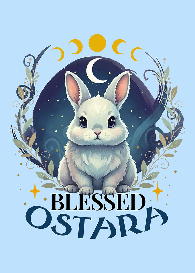 Blessed Ostara Bunny with Moon Phases