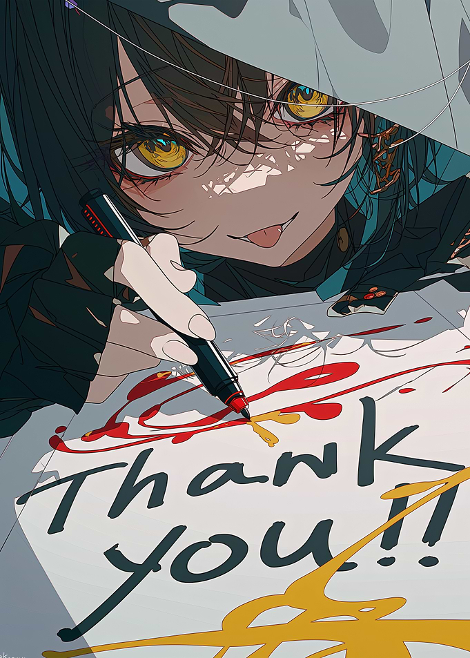 Anime Character Drawing 'Thank You'