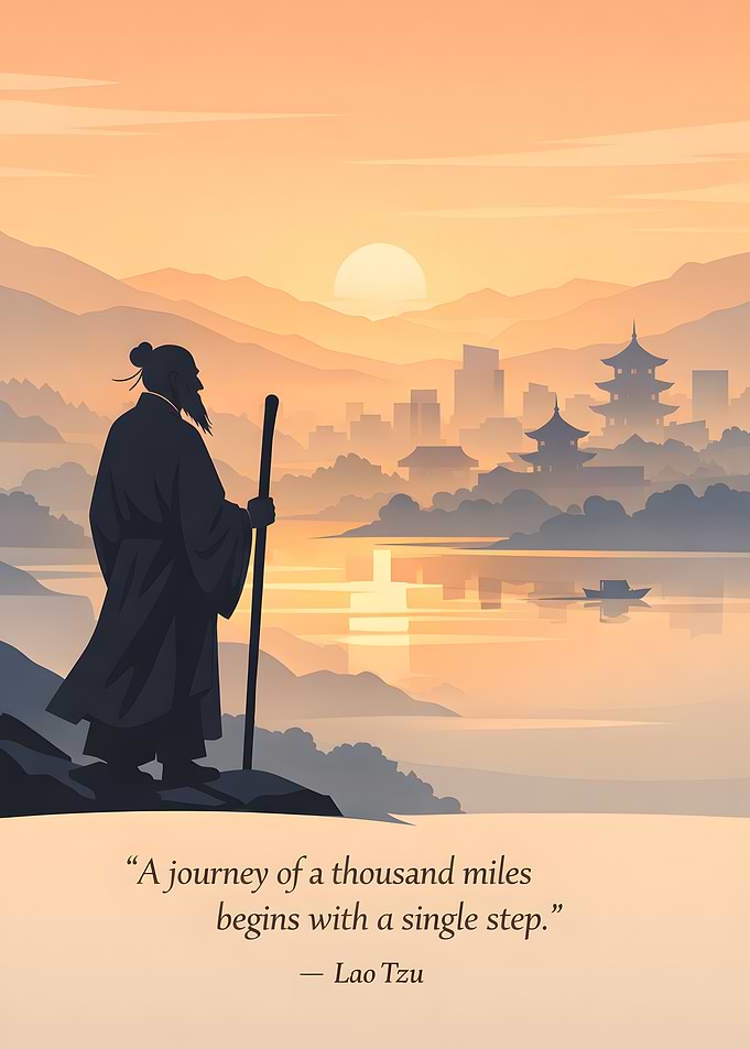 Lao Tzu quote with landscape