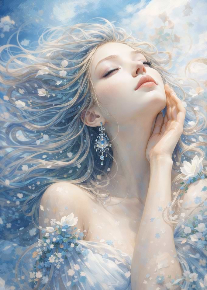 Ethereal Woman with Flowers