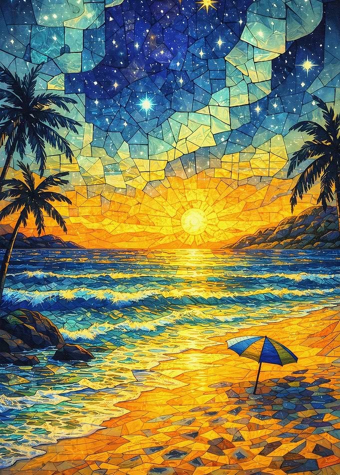 Stained Glass Beach Sunset