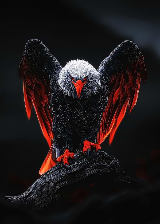 Fiery Eagle on a Branch