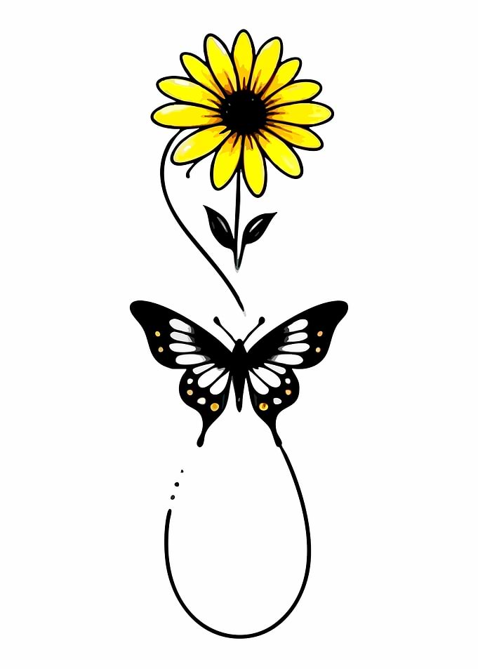 Sunflower and Butterfly Infinity Symbol