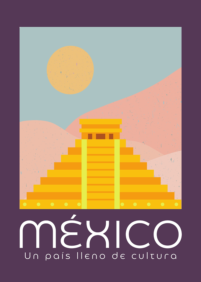 Mexico Pyramid Travel Poster