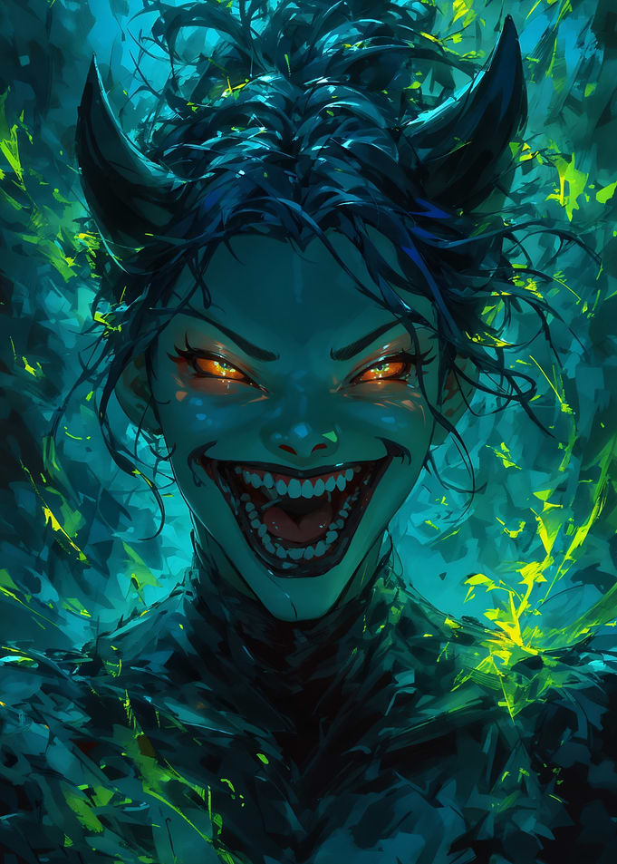 Demonic Woman with Glowing Eyes
