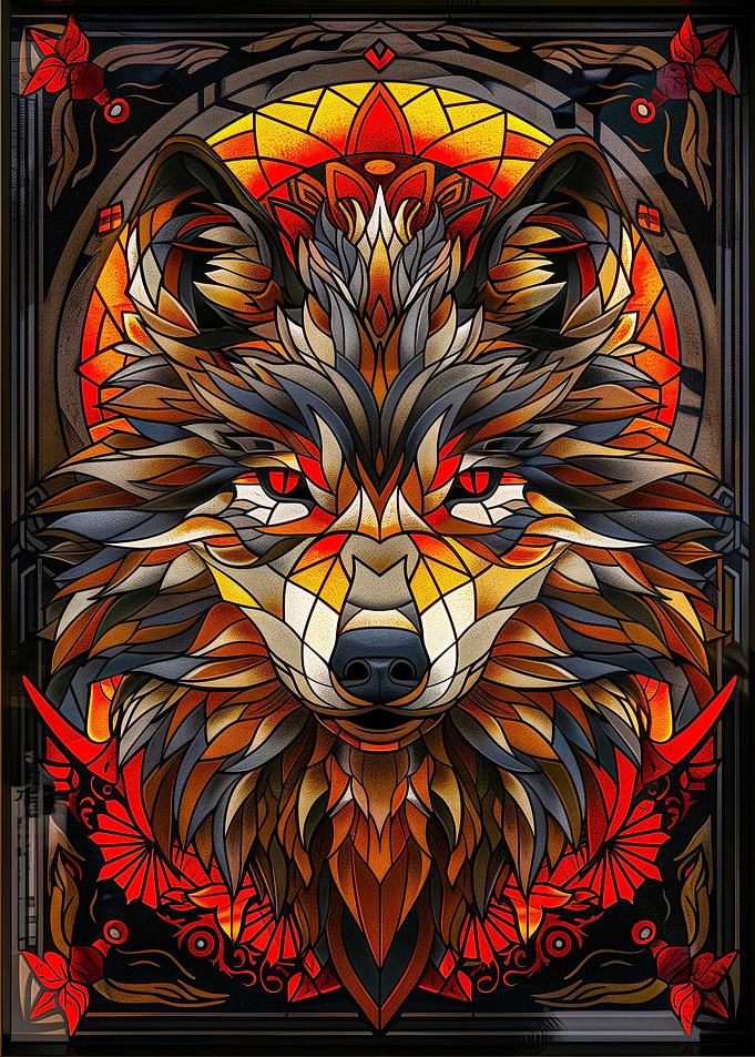 Stained Glass Wolf