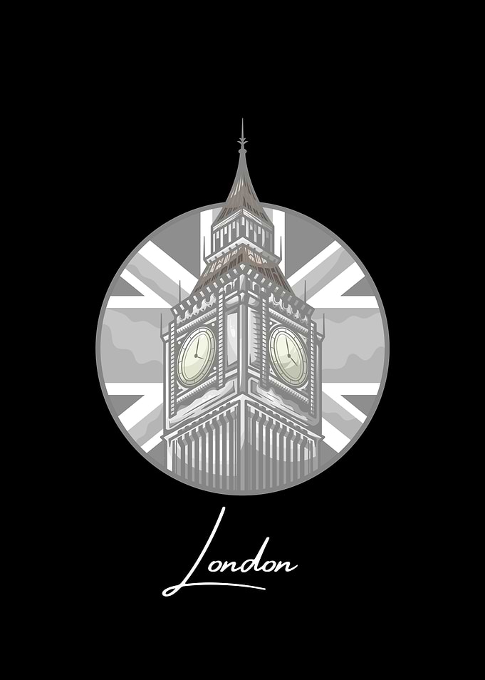 Big Ben London Union Jack Illustration
