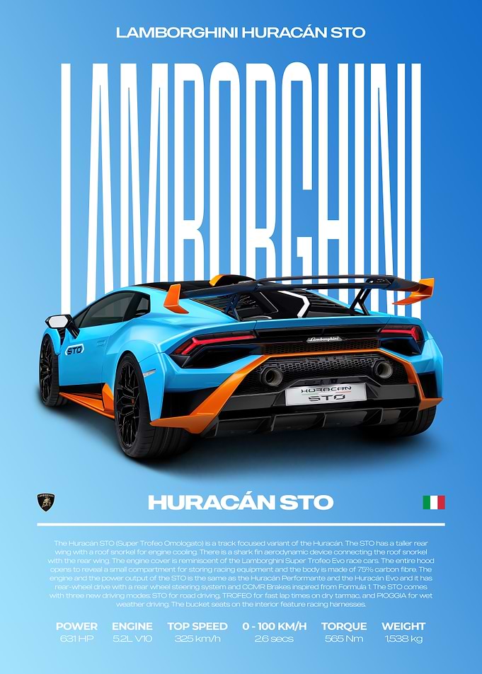Lamborghini Huracán STO Car Poster