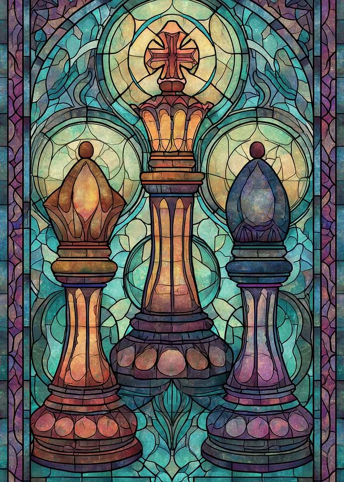 Stained Glass Chess Pieces
