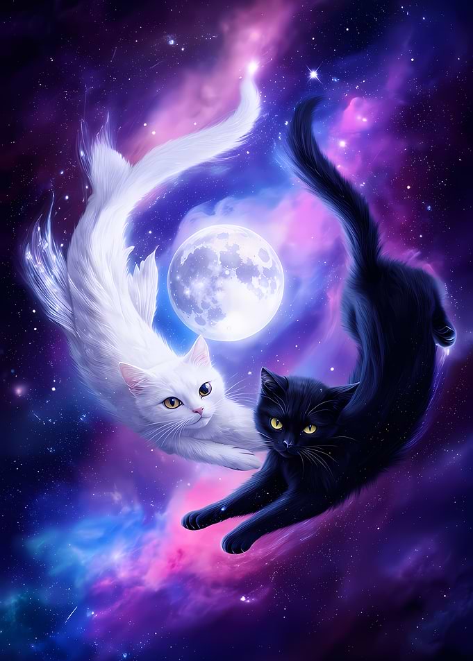 Yin Yang Cats in Space