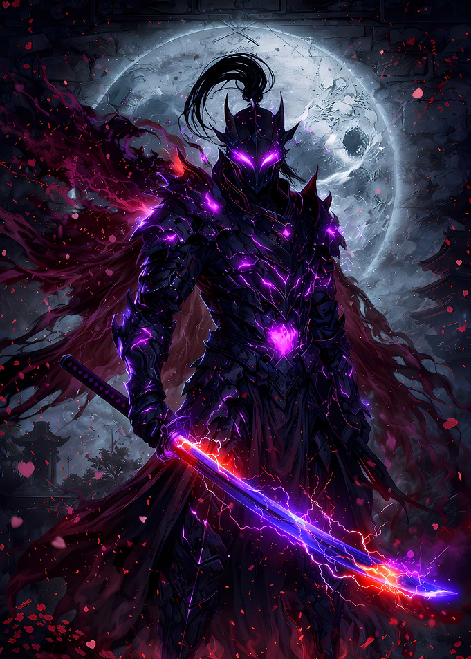 Dark Samurai with Glowing Sword