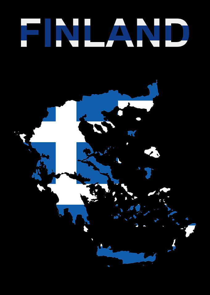 Finland Flag on Greece Map
