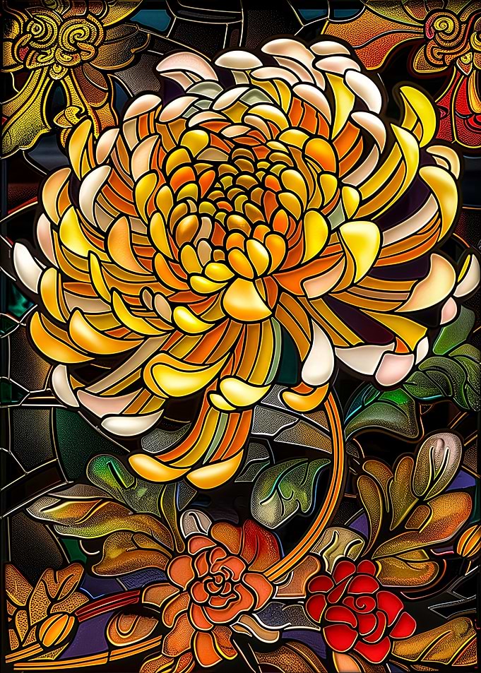 Stained Glass Chrysanthemum